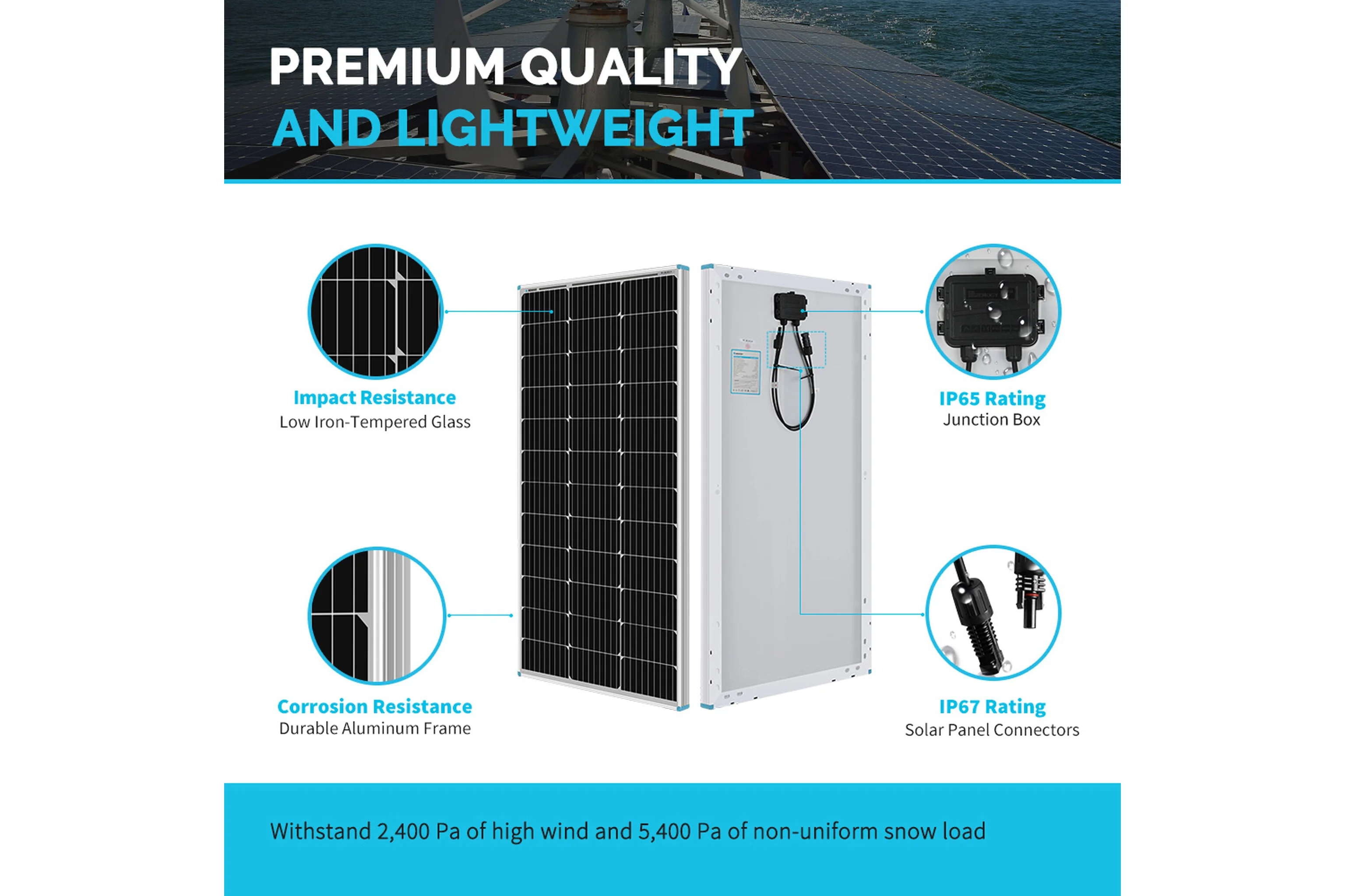 Renogy 100 Watt 12 Volt Monocrystalline Solar Panel (Compact Design) - Image 5